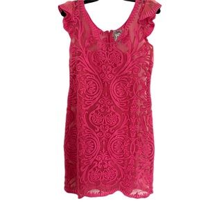 Yoana Baraschi Hot Pink Silk Embroidered Dress- Size 6